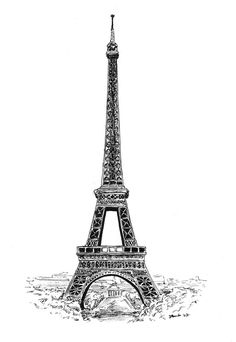 the eiffel tower is shown in black and white