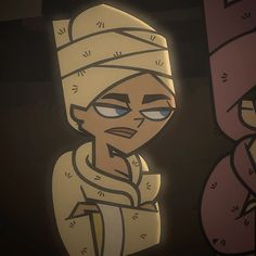 an animated image of a man with a turban on his head and another person in the background