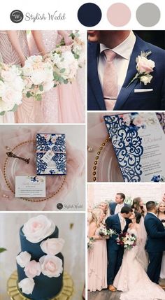 the wedding color scheme is blue and pink