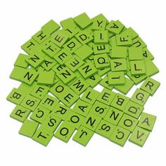 green letters are arranged on top of each other