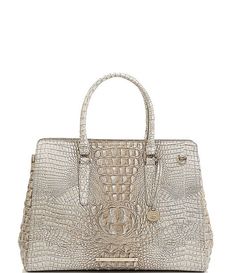 BRAHMIN Melbourne Collection Finley Leather Crocodile-Embossed Carryall Satchel Tote Bag | Dillard's Luxury Crocodile Pattern Tote Satchel, Luxury Satchel With Crocodile Pattern Tote, Luxury Embossed Leather Satchel, Luxury Embossed Formal Bags, Elegant Gold Crocodile Pattern Bag, Luxury Embossed Top Handle Shoulder Bag, Elegant Embossed Top Handle Shoulder Bag, Luxury Gold Textured Leather Satchel, Elegant Top Handle Embossed Bag