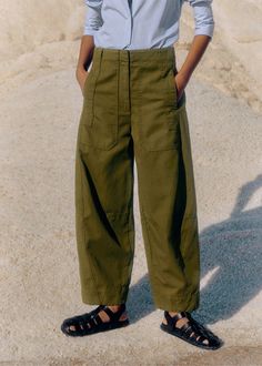 Extreme Tapered Utility Pant Bright Olive Chic Green Cropped Leg Bottoms, Chic Green Cropped Bottoms, Chic Cropped Leg Pants With Patch Pockets, Spring Cropped Tapered Pants, Spring Tapered Cropped Pants, Green Cropped Leg Bottoms For Work, Utility Pants Outfit Street Style, Utility Pants Outfit, Olive Outfit