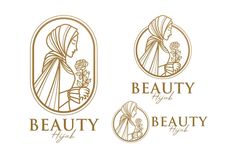 two logos for beauty products, one with a woman's face and the other with flowers