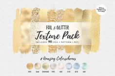 foil and glitter texture pack for photoshopped with gold, silver, and white