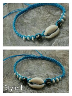 Cowrie Shell Bracelet - Blue Color Adjustable Bracelet - Unisex Handmade Design with Waxed Hemp Cord for Durability Adjustable Cord - Fits Most Size Bracelet Fits most Size / Anklet (It can be use as an anklet but small feet Approx. up to size 7 shoes in women. FAST SHIPPING! *First Class Mail* Cowrie Shell Anklet, Cowrie Shell Bracelet, Eye Of Horus Necklace, Bracelet With Beads, Seashell Bracelet, Cowrie Shell Necklace, Cowry Shell, Shell Choker, Hemp Cord