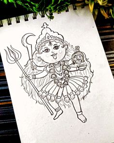 Maa Kali Drawing Easy, Kali Mata Sketch, Kali Face Drawing, Maa Kali Drawing Sketch, Kali Chaudas Drawing, Kali Thakur, Kali Mata Drawing, Maa Kali Drawing, Kali Drawing