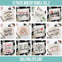 twelve cross stitch patterns for sewing, including one with the words make up bundle vol 2