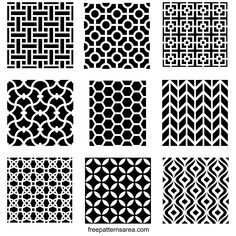 six different patterns in black and white