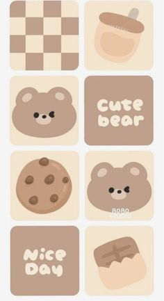 cute bear coasters with chocolate cookies and cookie bars on them, all in different shapes