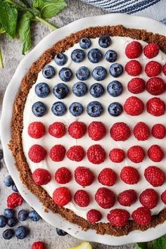 an american flag pie with fresh berries on top