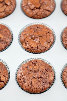 freshly baked chocolate muffins are in the pan