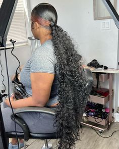 Wet And Wavy Slick Back Ponytail, Curly Weave Ponytail, Long Ponytail Hairstyles, Low Ponytail Hairstyles, Weave Ponytail Hairstyles, Black Ponytail Hairstyles, Birthday Hairstyles