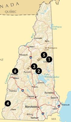 a map showing the locations of many different towns