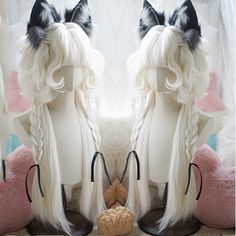 Angelic Hairstyles, Angelic Hair, Oc Hair, Pretty Wigs, Kawaii Wigs, Fluffy Tail, Bangs Wig, Party Wig, Hair Sketch