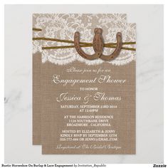 a wedding card with a horseshoe on it