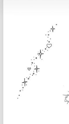 a black and white drawing of an airplane flying in the sky with hearts on it's tail