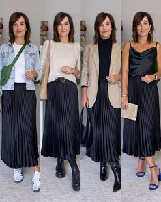 Shop Pleated Skirt and other curated products on LTK, the easiest way to shop everything from your favourite creators. Black Pleated Skirt Outfit, Pleated Midi Skirt Outfit, Pleated Skirt Outfits, Black Skirt Outfits, Midi Skirt Outfit, Mode Casual, Stylish Work Outfits