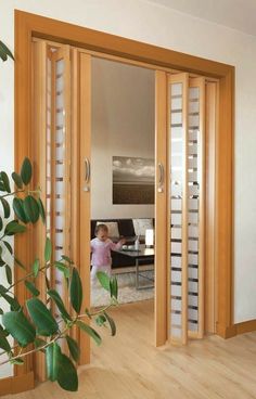 Blind Ideas, Folding Doors Interior, Sliding Room Dividers, Sliding Door Design, Room Divider Doors, Living Room Door, Door Design Modern, Living Room Partition, Living Room Partition Design