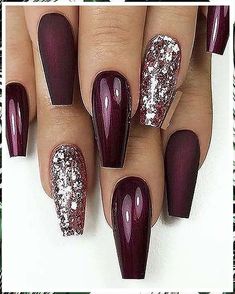 Long Coffin Nail Designs, Coffin Nail Designs, Modern Nails, Matte Nails Design, Pretty Nail Art Designs, Burgundy Nails, Coffin Nails Long, Pretty Nail Art, Nail Designs Glitter