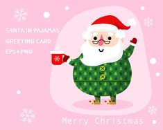 Cute Santa, Christmas Pajamas, Png Transparent, Png Files, Drawing And Illustration, Greeting Card, Digital Drawing, Drawing Illustrations, Pajamas