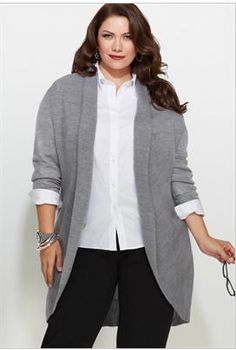 Winter Mode, Gray Cardigan, Professional Attire, Cardigan Long, Professional Dresses, Plus Size Sweaters, Work Outfits Women, Professional Outfits