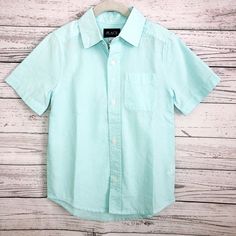 Brand New With Tags, Excellent Condition ! No Flaws Children Place| Boys Short-Sleeve Dress-Up Shirt Size S/P (5-6) Color: Mellow Aqua Perfect Condition ! Still With Tags No Stains Or Rips All Items Ship Same Day Or Next Day ! Ask Any Questions You May Have. Weekend Sales Will Ship Monday ! Check Out My Closet For More Brands: Nike, Under Armour, Adidas,Lululemon,Alphalete, Gymshark And More Light Blue Cotton Short Sleeve Shirt For Summer, Collared Shirt For School In Summer, Collared Summer Shirt For School, Green Shirt For School In Summer, Green Spring Shirt For School, Solid Summer Shirt For School, Green Shirt For School In Spring, Green Spring School Shirt, Basic Solid Summer Shirt