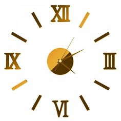 a gold clock with roman numerals on it's face and numbers in the middle