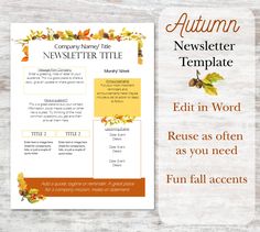 an autumn newspaper template with leaves on it