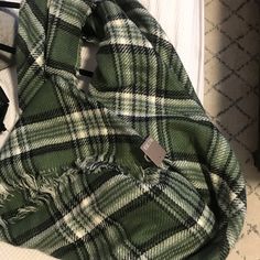 So Cute Never Worn With Tags Scarf Green Plaid Scarf, Checkered Scarf, Green Checkered, Green Scarf, Green Plaid, Plaid Scarf, So Cute, Tags, Green