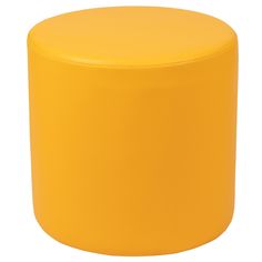 a yellow stool is shown on a white background and it looks like the bottom of an ottoman