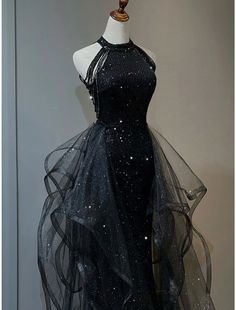 Prom Dresses Sparkle, Black Tulle Prom Dress, Dresses Sparkle, Shine Dress, Plus Size Vintage Dresses, Dress Wedding Party, Witch Dress, Vintage Black Dress, Black Party Dresses