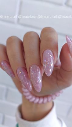 Almond Nails Designs 2024, Opal Nail Art, Opal Nails Acrylic, Pink Opal Nails, Opal Nail Designs, Nail Art January, Nails Opal, January Nail Ideas, January Nails Ideas