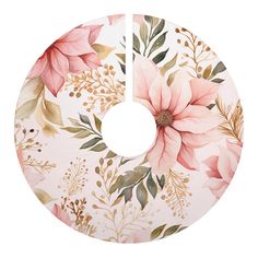 a pink and gold floral design on a white background