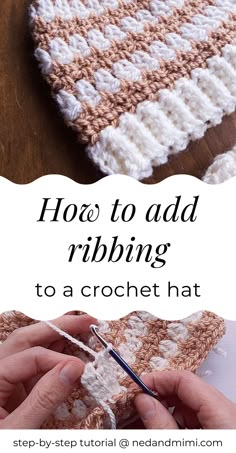 the crochet hat is being worked on