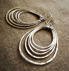 Potami // Hoop Earrings // Hand Forged, Hammered (Aluminum Silver) Concentric Oval Multi Hoop spring summer fashion by OneWorldTwoHands on Etsy https://www.etsy.com/listing/84584428/potami-hoop-earrings-hand-forged Aluminum Earrings, Aluminum Jewelry, Mixed Metal Earrings, Festival Jewelry, Boho Festival, Metal Earrings, Light Weight Earrings, Hand Made Jewelry, Jewelry Earrings Hoops