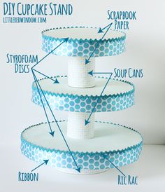 three tiered cake stand with instructions on how to make the top layer and bottom part