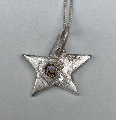 Star pendant made from silver clay (recycled Sterling silver) on a silver chain. A beautiful statement necklace. Cool Pendants Necklaces, Funky Silver Necklace, Silver Clay Necklace, Clay Star Necklace, Silver Clay Pendant, Silver Clay Ring, Crystal Jewelry Ideas, Clay Necklace Pendant, Sliver Ring