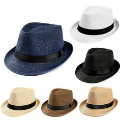 Introduction: This hat is good for traveling   It makes you cool to wear it Brand new, Fashion Design and high Quality. Quantity: 1 PC Gender:Women/Mens Size:Adjustable Material:Straw+Polyester Package: 1PC Hat Mens Fedora Hat, Men Fashion Summer, Casual Hats, Women Fedora, Straw Fedora Hat, Chapeau Cowboy, Dresses Australia, Trendy Beach, Straw Fedora