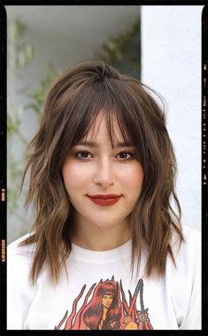 Haircut - Bangs Shoulder Length Shag With Bangs Fine Hair, Shoulder Length Shag Haircut With Bangs, Straight Shag Haircut Mid Length, Shoulder Length Mullet Shag, Collar Bone Length Shag, Shoulder Lenght Haircut Girl With Bangs, Mid Length Hair With Bangs, Corte Shaggy, Medium Shaggy Hairstyles