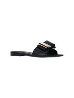 Ferragamo crystal detail slides in black leather with open square toe, top bow with metal detail, slip-on fit, leather sole. Composition: 100% Leather Metal Detail, Ferragamo Shoes, Earring Cards, Gorgeous Bags, Sneaker Wedge, Wedge Boots, Lace Up Shoes, Accessories Bracelets, Luxury Boutique