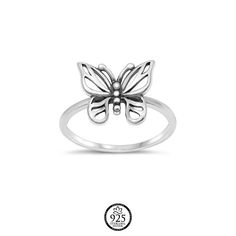 Face Height: 11.7 mm Metal Material: 925 Sterling Silver Finish: Oxidized Sterling Silver Toe Rings, Delicate Butterfly, Silver Toe Rings, Butterfly Ring, Toe Rings, Metal Material, Floral Rings, Enamel Pins, 925 Sterling Silver