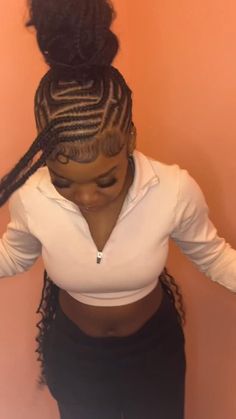 Homecoming Hairstyles Black Women Braids, Cornrow Go Back Hairstyles, Vacation Braided Hairstyles For Black Women, Peekaboo Braid Hairstyles, Braid Hair Hairstyles Black Women, Hairstyles With Wooden Beads, Cute Scalp Braid Hairstyles, Cute Braid Designs, Boho Scalp Braids