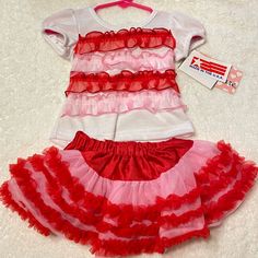 Adorable Skirt And Shirt. The Shirt Is Nwt And The Skirt Was Worn A Few Times. Both Are In Excellent Condition. I Would Say It Fits Closer To 6-9 Months. Pink Ruffle Skirt, Baby Alive Doll Clothes, Baby Alive Dolls, Baby Alive, Month Colors, Pink Ruffle, Ruffle Skirt, Shirt Outfit, Matching Sets