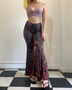 Arabella Flares in Purple Summer Hippie Wide Leg Flares, Hippie Style Wide Leg Summer Flares, Hippie Wide Leg Flares For Summer, Hippie Wide Leg Summer Flares, Bohemian Stretch Flares, Tie Dye Fitted Wide Leg Pants, Summer Hippie Flares, Fitted Tie-dye Bottoms For Festival, Fitted Tie Dye Bottoms For Festival