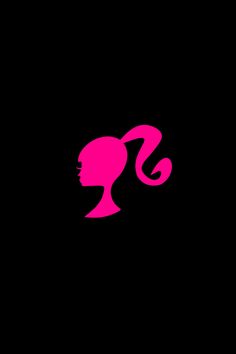 the silhouette of a woman's head in pink against a black background