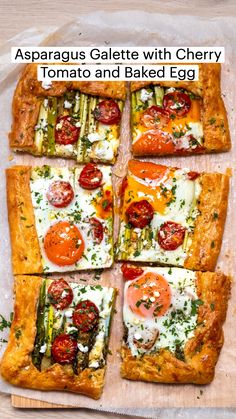 asparagus, tomato and baked egg tart with cherry tomatoes