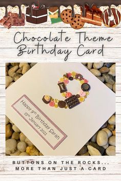 chocolate theme birthday card with buttons on the rocks