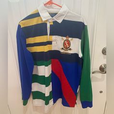 Worn Once Like New Size-Medium Classic Fit Preppy Multicolor Collared Top, Preppy Multicolor Long Sleeve Tops, Ralph Lauren Rugby Shirt, Ralph Lauren Rugby, Rugby Shirt, Ralph Lauren Shirt, Shirt Color, Men's Polo, Rugby