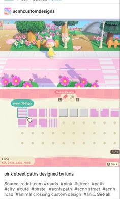 an iphone screenshot shows the pink street path designed by lunaa and other characters