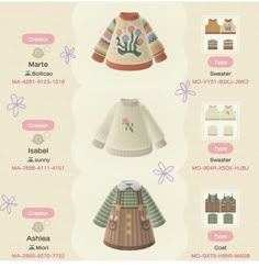 Dress Design Animal Crossing, Animal Crossing Gift Guide Shino, Clothes Design Animal Crossing, Clothes Design Acnh, Ac Clothing Designs, Acnh Cute Outfit Code, Acnh Clothes Design Id Pants, Aesthetic Animal Crossing Codes